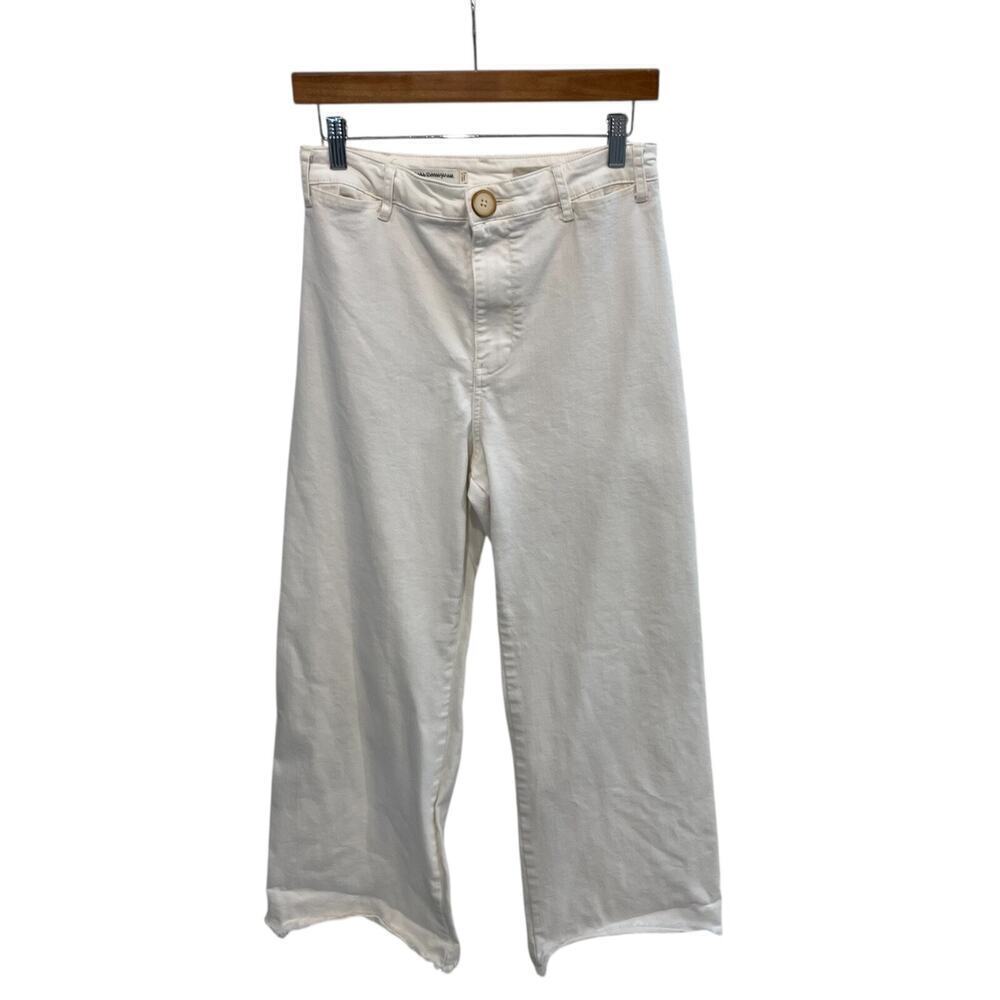 Anthropologie Pilcro The Letterpress Wide Leg Crop Pants Raw Hem 28 High Rise